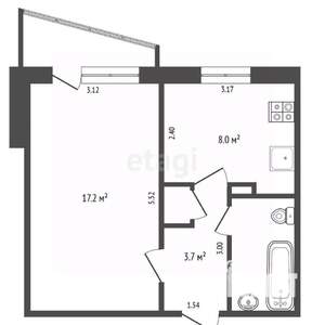 1-к квартира, вторичка, 37м2, 9/9 этаж