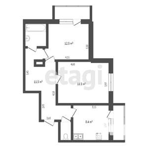 2-к квартира, вторичка, 55м2, 4/9 этаж
