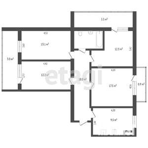 4-к квартира, вторичка, 77м2, 2/9 этаж