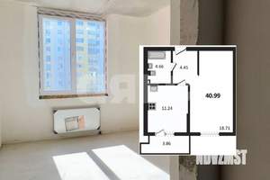 1-к квартира, сданный дом, 41м2, 1/9 этаж
