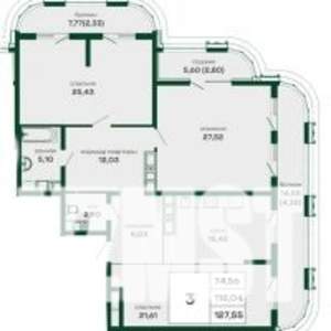 2-к квартира, вторичка, 128м2, 13/16 этаж