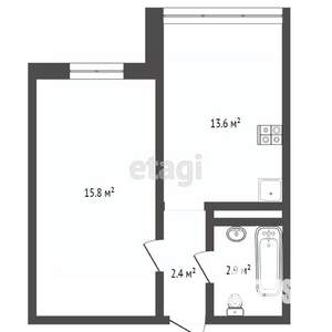 1-к квартира, вторичка, 35м2, 1/4 этаж