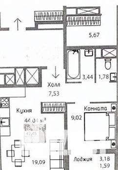 1-к квартира, вторичка, 44м2, 13/15 этаж