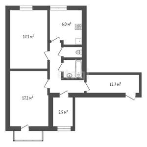 2-к квартира, вторичка, 71м2, 4/4 этаж