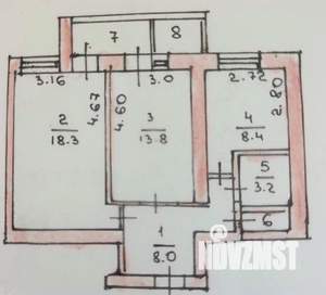 2-к квартира, вторичка, 53м2, 9/9 этаж