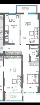 2-к квартира, вторичка, 58м2, 6/9 этаж