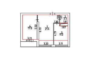 2-к квартира, вторичка, 53м2, 9/9 этаж