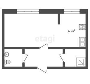 1-к квартира, вторичка, 25м2, 2/5 этаж