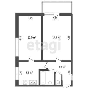 2-к квартира, вторичка, 41м2, 5/5 этаж