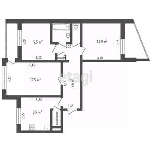 3-к квартира, вторичка, 63м2, 9/9 этаж