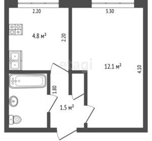 1-к квартира, вторичка, 23м2, 1/5 этаж