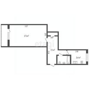 1-к квартира, вторичка, 34м2, 5/5 этаж