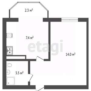 1-к квартира, вторичка, 34м2, 2/11 этаж