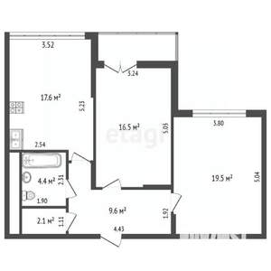 2-к квартира, вторичка, 70м2, 13/16 этаж