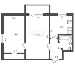 2-к квартира, вторичка, 43м2, 2/5 этаж