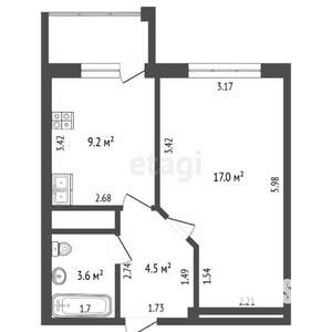 1-к квартира, вторичка, 37м2, 4/12 этаж