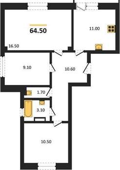 3-к квартира, вторичка, 67м2, 2/9 этаж