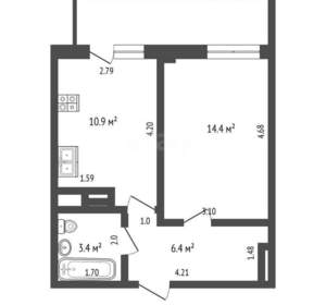 1-к квартира, вторичка, 35м2, 8/9 этаж