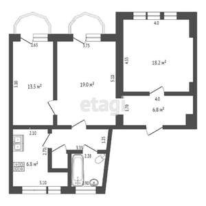 3-к квартира, вторичка, 74м2, 3/4 этаж
