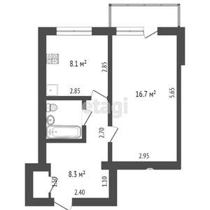 1-к квартира, вторичка, 37м2, 5/10 этаж