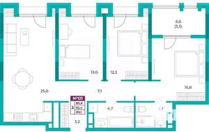 3-к квартира, вторичка, 89м2, 15/20 этаж