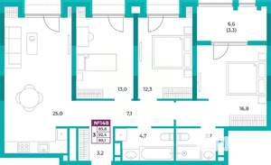 3-к квартира, вторичка, 89м2, 18/20 этаж