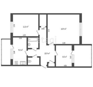 3-к квартира, вторичка, 70м2, 1/5 этаж