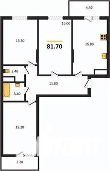 3-к квартира, вторичка, 82м2, 4/19 этаж