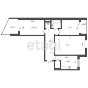 3-к квартира, вторичка, 63м2, 9/9 этаж