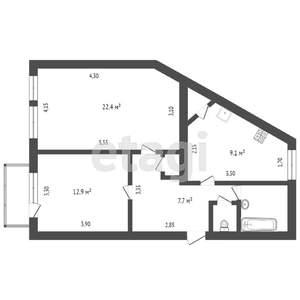 2-к квартира, вторичка, 58м2, 5/5 этаж
