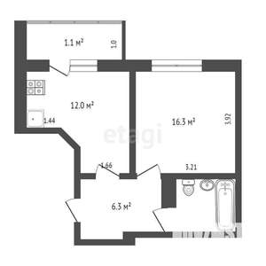 1-к квартира, вторичка, 43м2, 6/11 этаж