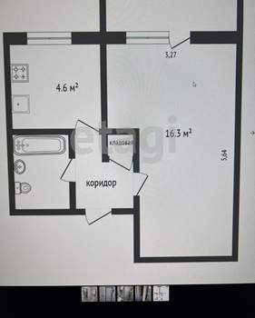 1-к квартира, вторичка, 28м2, 4/5 этаж