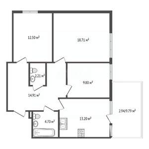 3-к квартира, вторичка, 86м2, 1/12 этаж