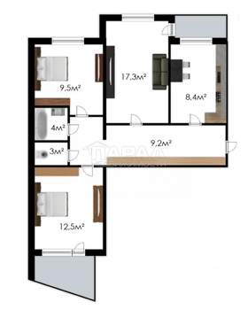 3-к квартира, вторичка, 65м2, 7/9 этаж