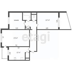 3-к квартира, вторичка, 65м2, 2/9 этаж