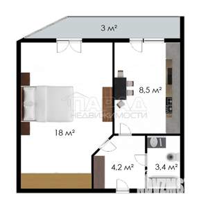 1-к квартира, вторичка, 34м2, 7/11 этаж