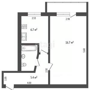 1-к квартира, вторичка, 33м2, 4/5 этаж
