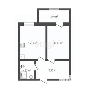 1-к квартира, вторичка, 47м2, 1/12 этаж