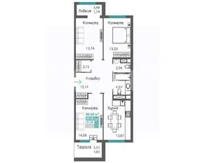 3-к квартира, вторичка, 87м2, 8/8 этаж