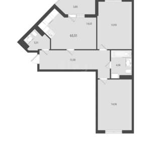 2-к квартира, вторичка, 66м2, 8/11 этаж